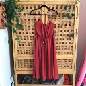 Banana Republic Rust Midi Slip Dress with Cinched Waist - Size 2